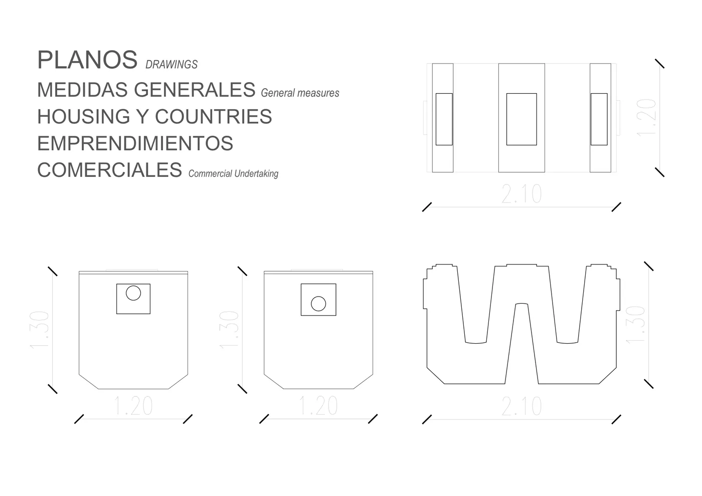 Plano con las medidas generales para housing, countries y emprendimientos comerciales